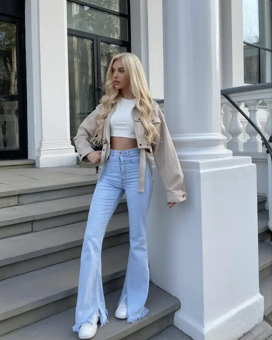 playful spring break outfit 2026 Playful Denim Flare