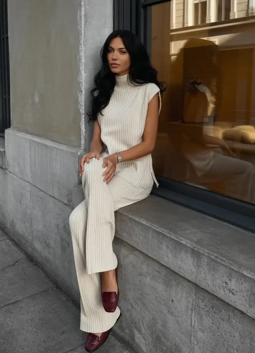 playful spring break outfit 2026 Soft Knits & Burgundy Details