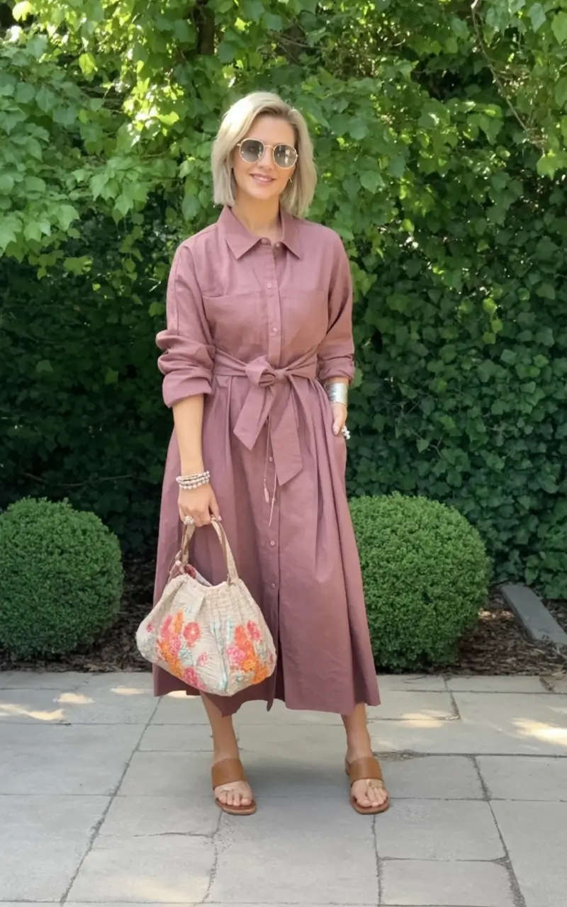 radiant spring outfits for women over 50 2026 Soft Utility in Dusty Rose