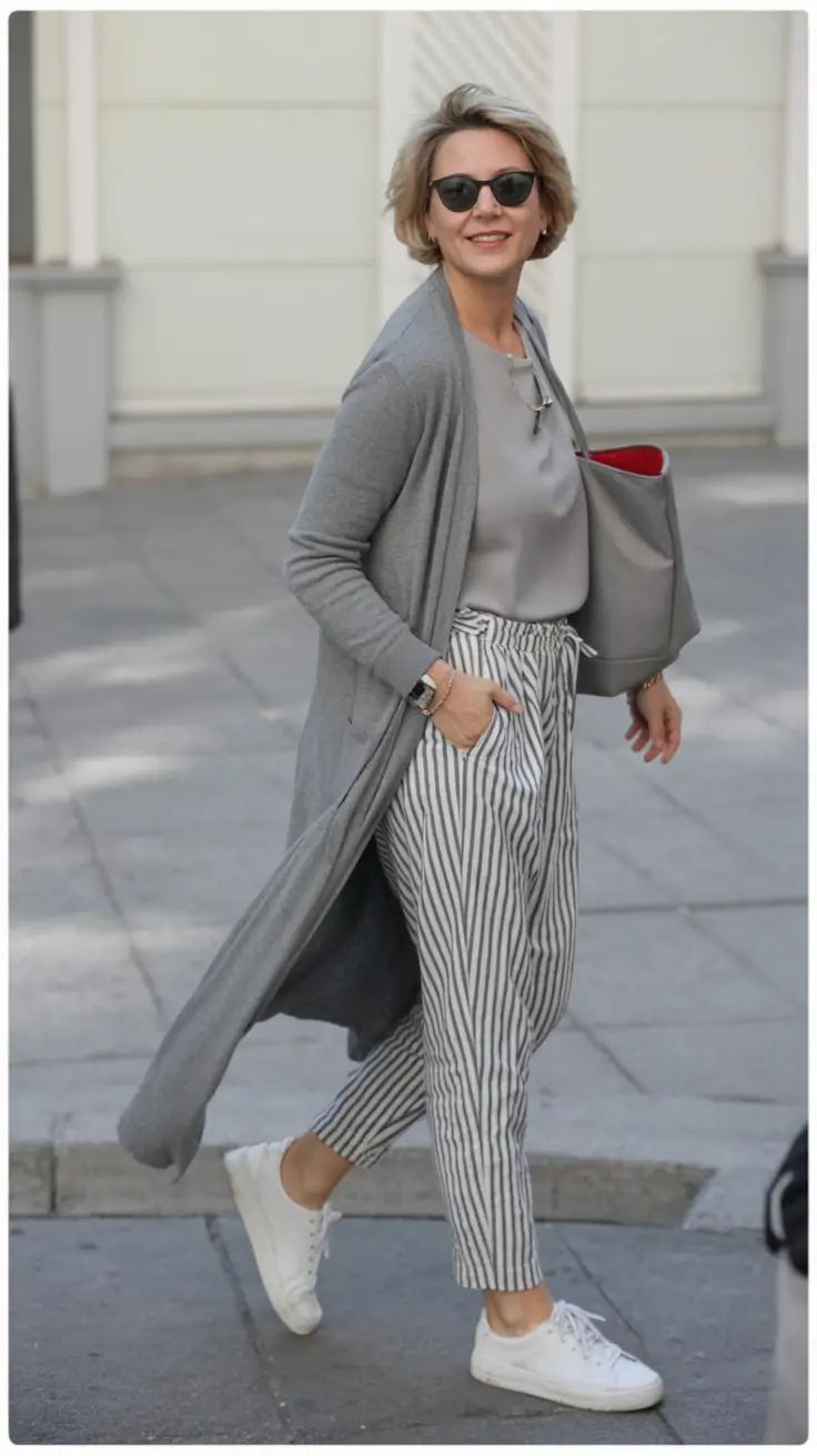 radiant spring outfits for women over 50 2026 Grey-on-Grey, But Far from Boring