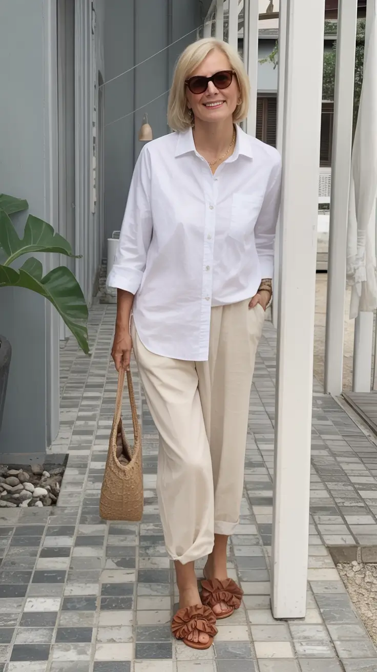 radiant spring outfits for women over 50 2026 Classic White with a Coastal Touch