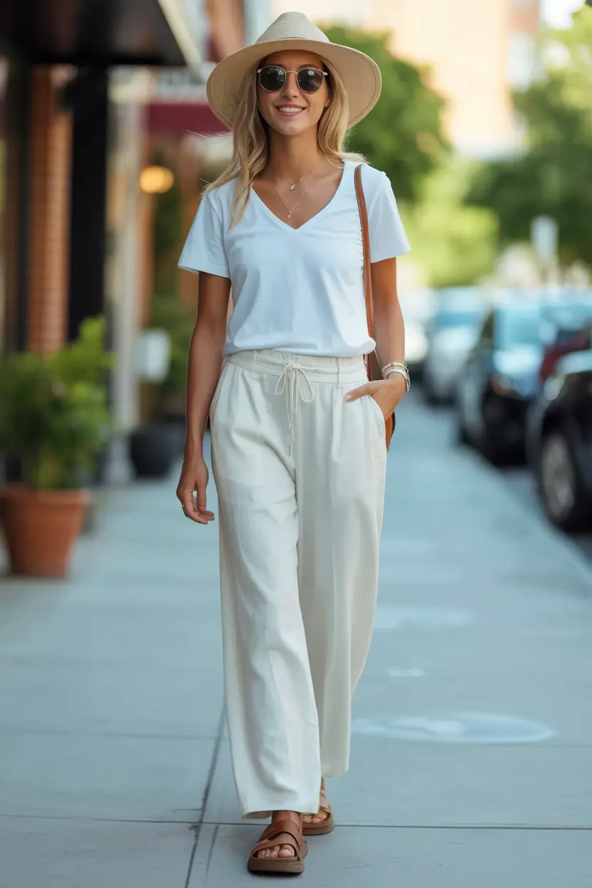 radiant spring outfits for women over 50 2026 Sun Hat Days and Lounge-Chic Mornings