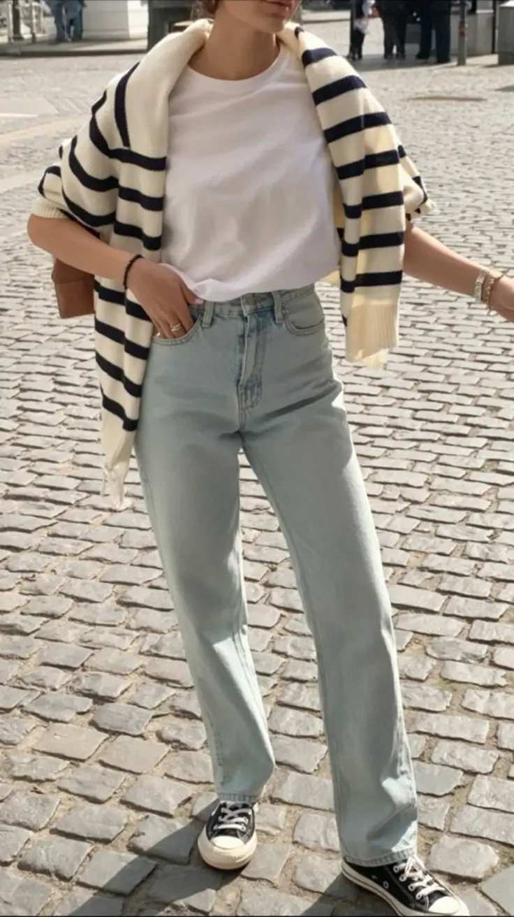 radiant spring travel outfits 2026 Stripes & Denim, the European Way