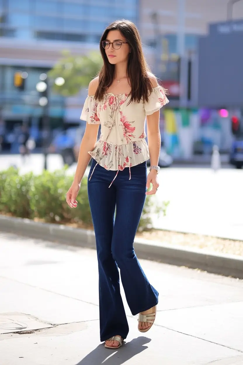 radiant spring travel outfits 2026 Retro Romance with a Denim Twist