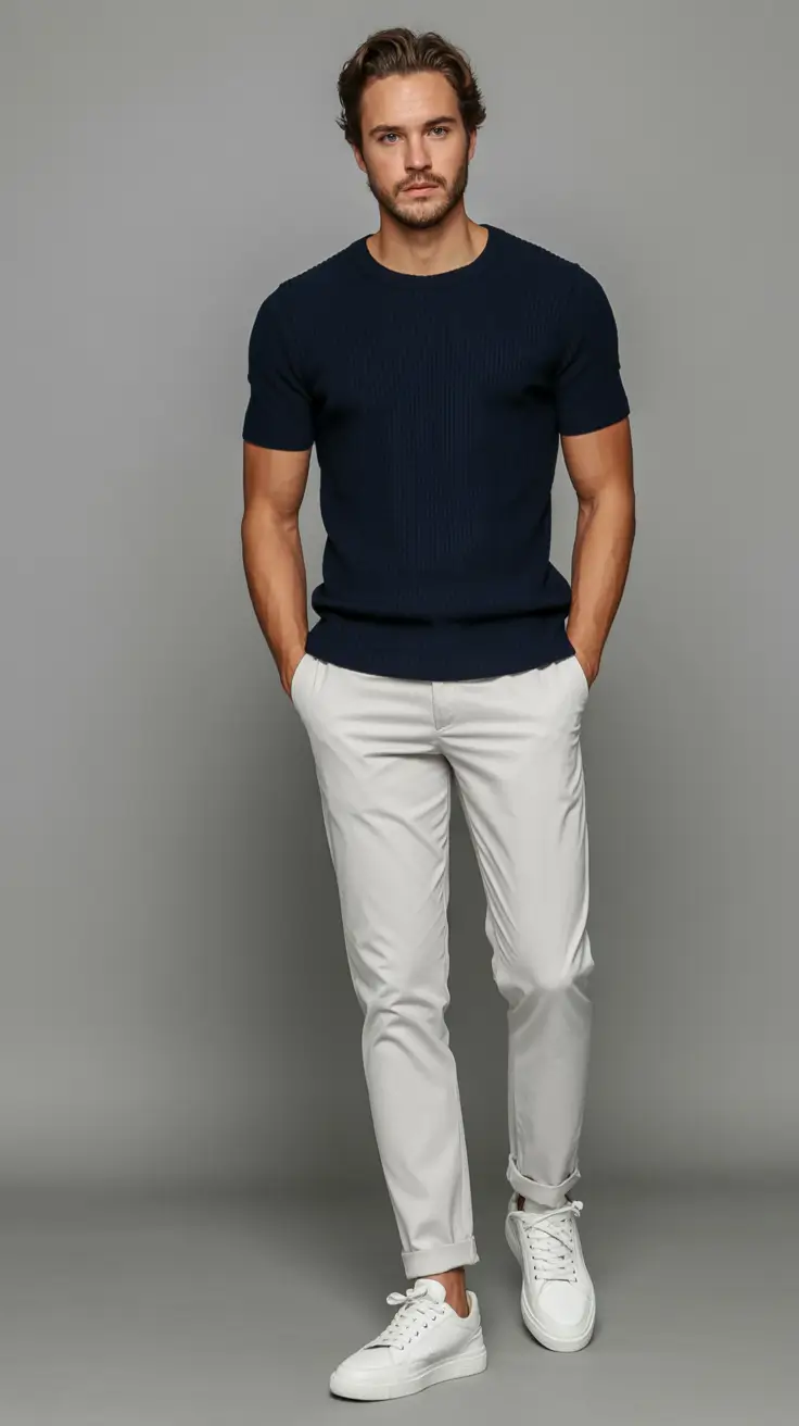 sharp spring outfits for men 2026 Clean and Crisp in Navy & White