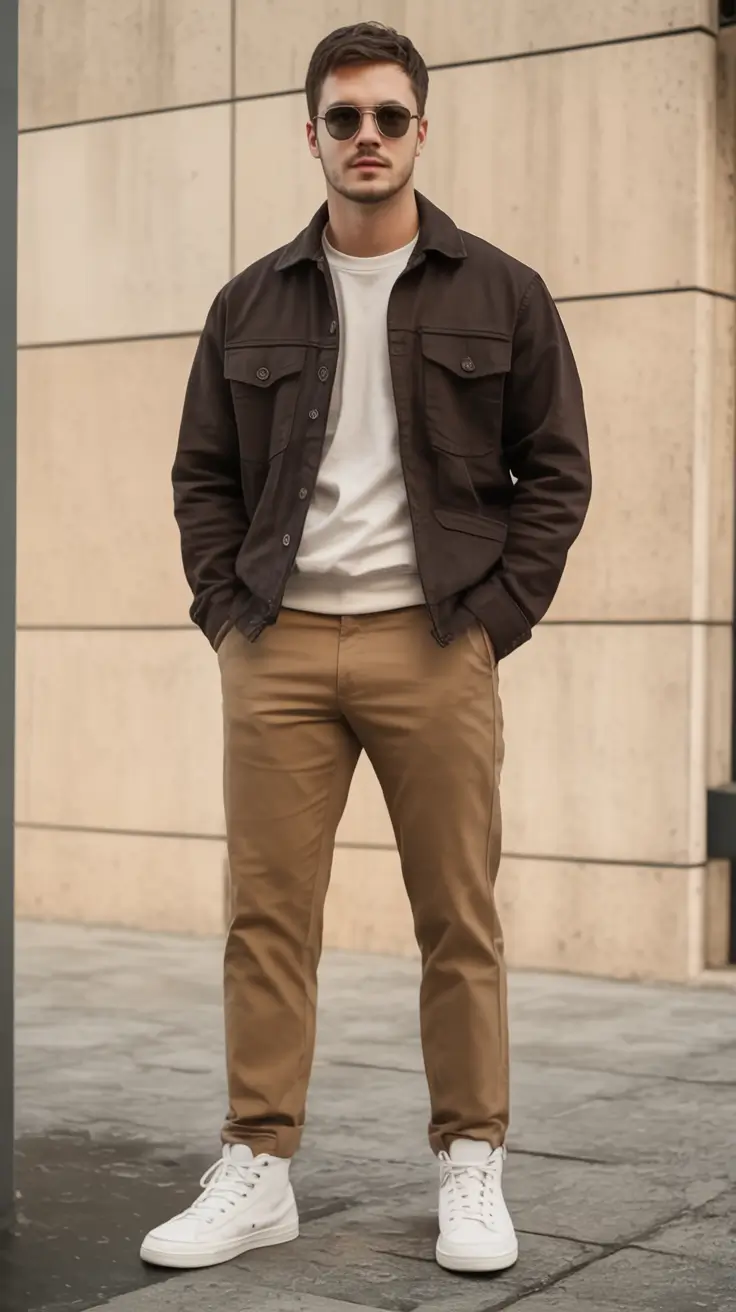 sharp spring outfits for men 2026 Chocolate Earth Tones Meet Urban Casual