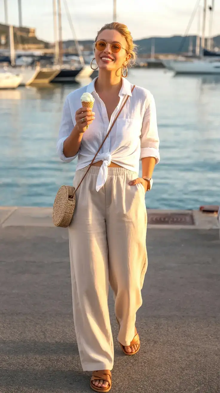 spring outfits 2026 Harbor Mood: Sunset Linen and Laid-back Luxe