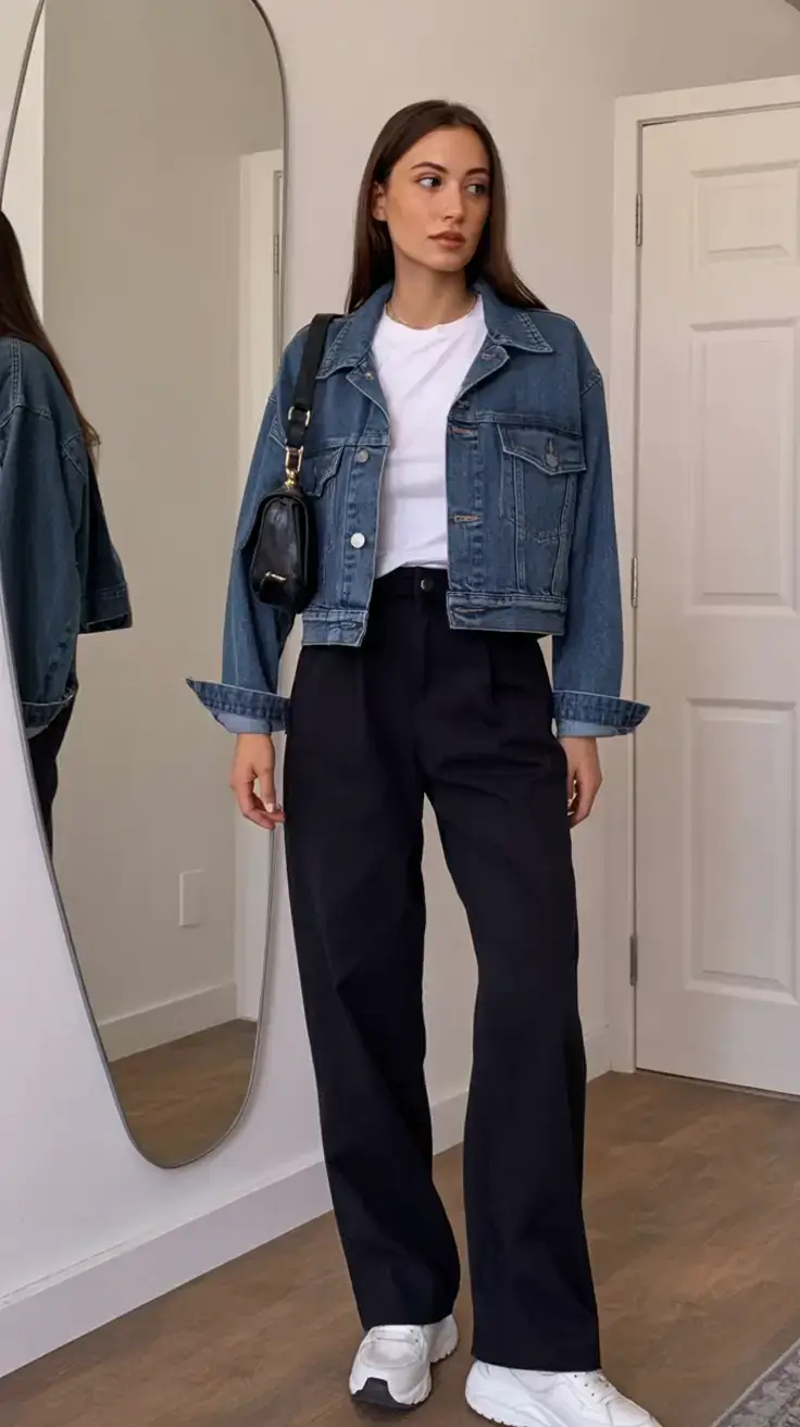 spring outfits 2026 Denim and Contrast: Easy, Edgy, and Classic