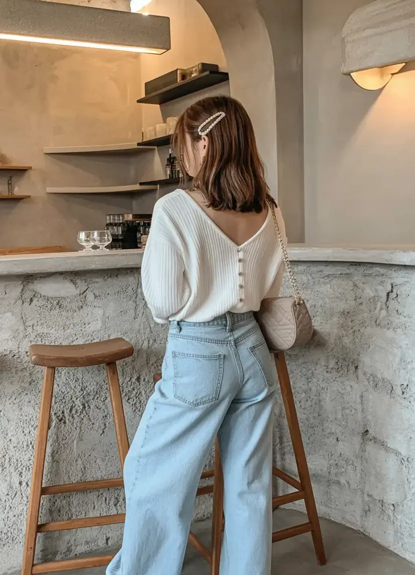 spring outfits 2026 Back Details & Soft Denim