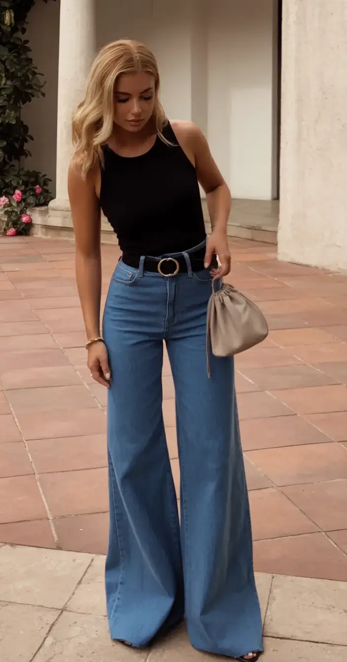 spring outfits 2026 The Elevated Basic: Wide-Leg Drama in Denim