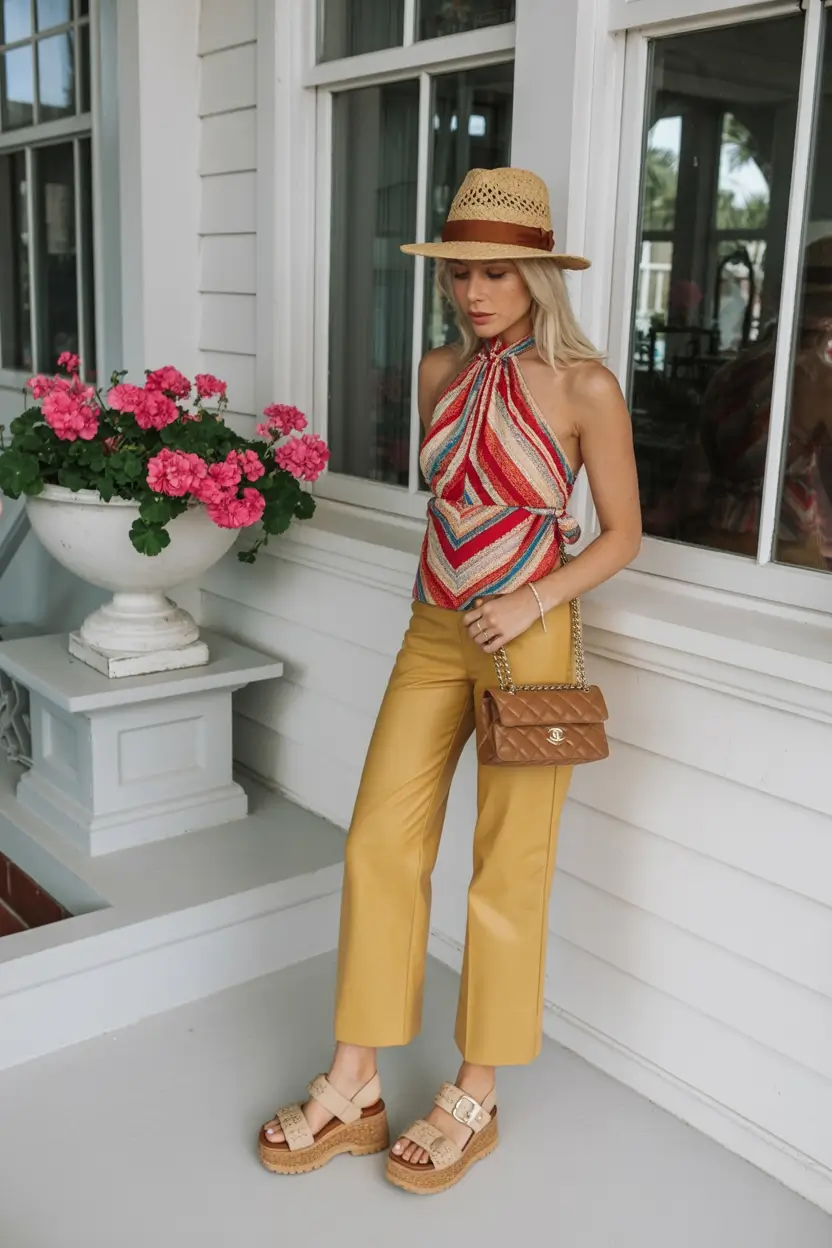 stylish spring miami outfits for 2026 Retro Chic in Mustard and Straw