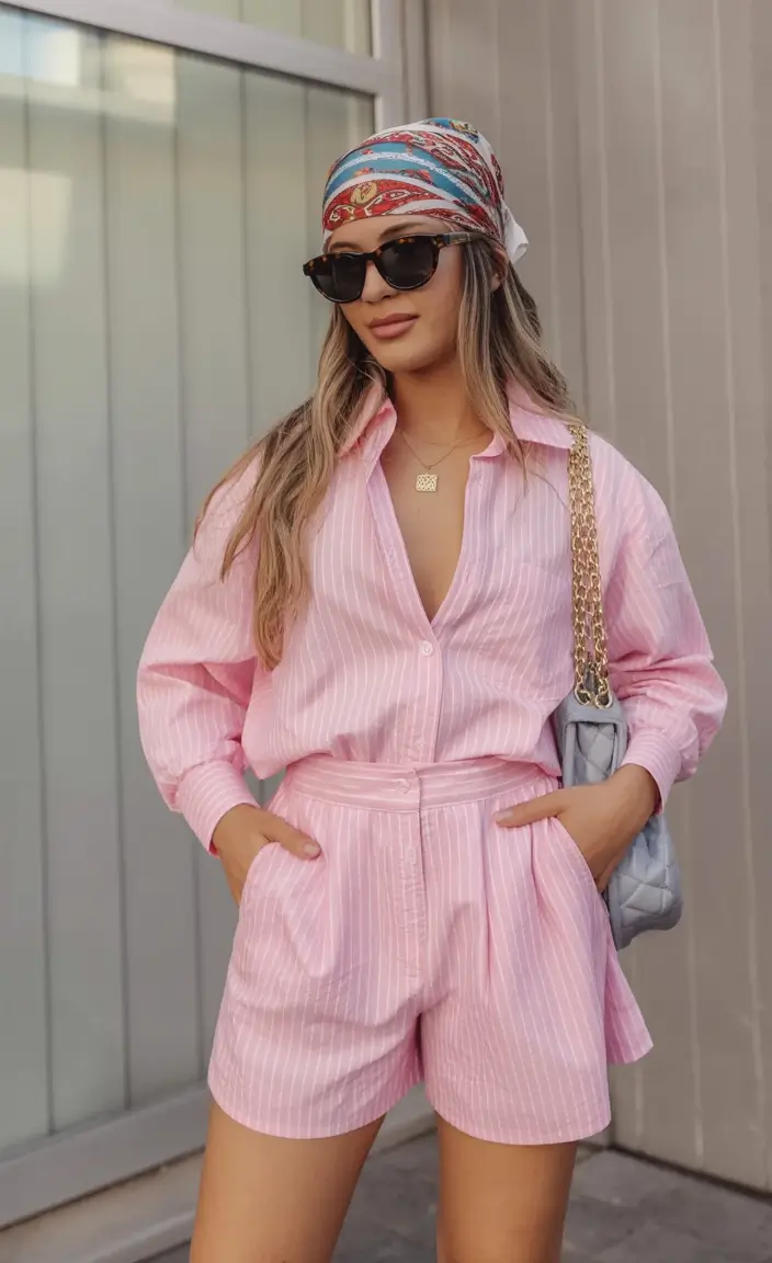 stylish spring miami outfits for 2026 Pinstripe Pretty in Pink