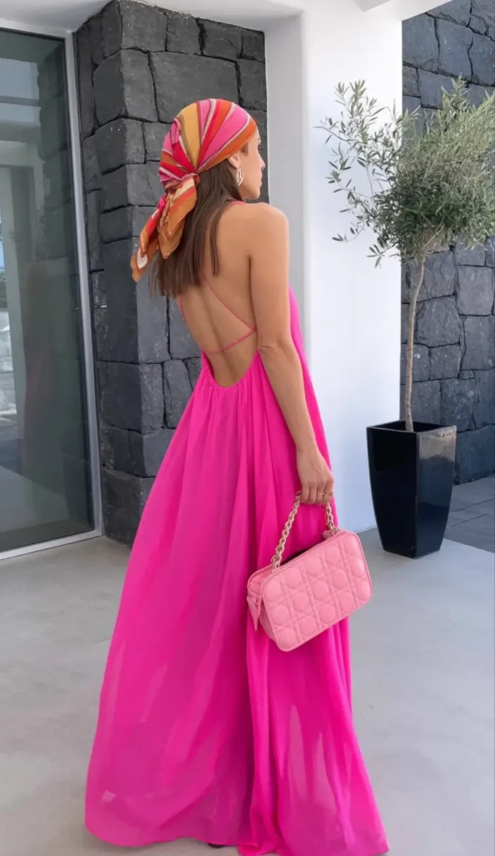 stylish spring miami outfits for 2026 Fuchsia Flow & Scarf Drama