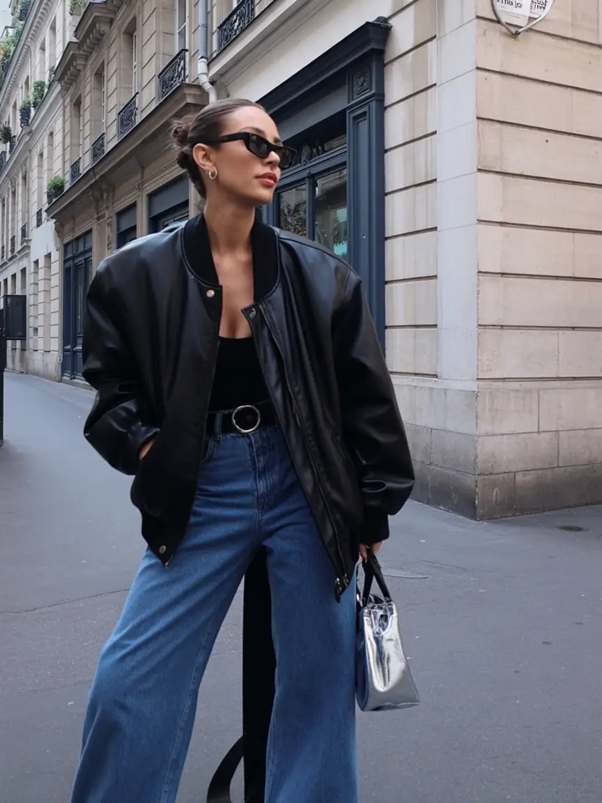 trendy spring leather jacket outfits 2026 The Bomber Revival That Feels Surprisingly Chic