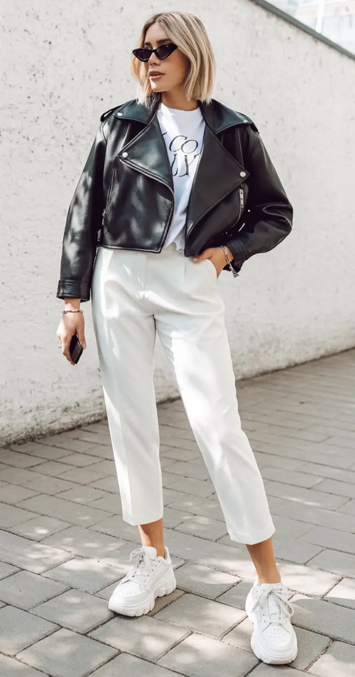 trendy spring leather jacket outfits 2026 Retro Revival: The Moto Jacket Gets a Spring Lift