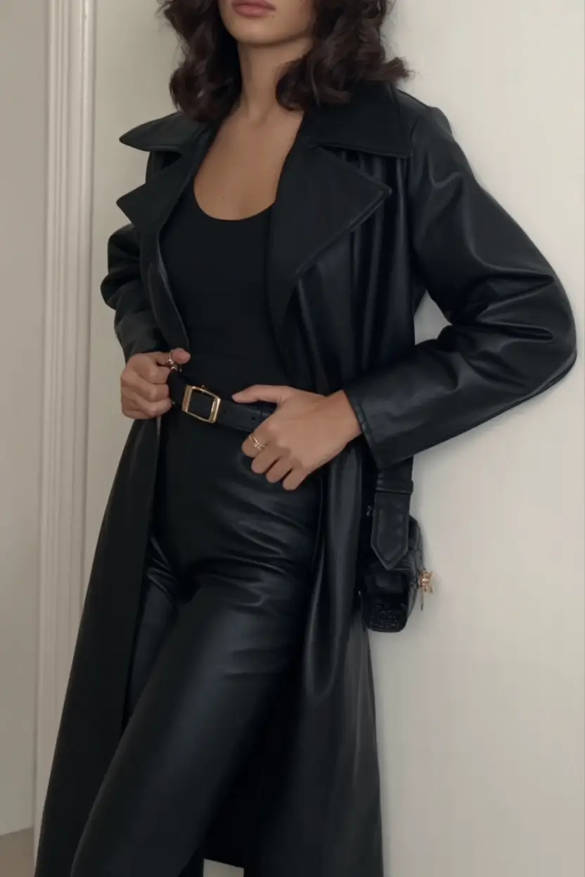 trendy spring leather jacket outfits 2026 Matrix Mode, But Make It Feminine