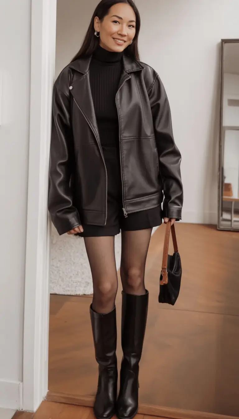 trendy spring leather jacket outfits 2026 Classic Lines with a Playful Finish