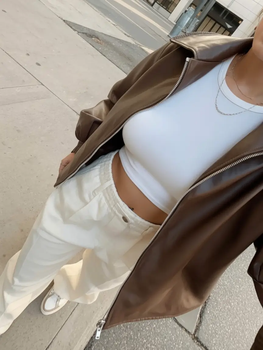 trendy spring leather jacket outfits 2026 Earthy Essentials, Styled Light