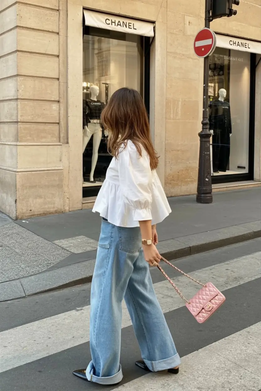 trendy spring style ideas 2026+Chanel Stroll: Feminine Volume Meets Denim Ease