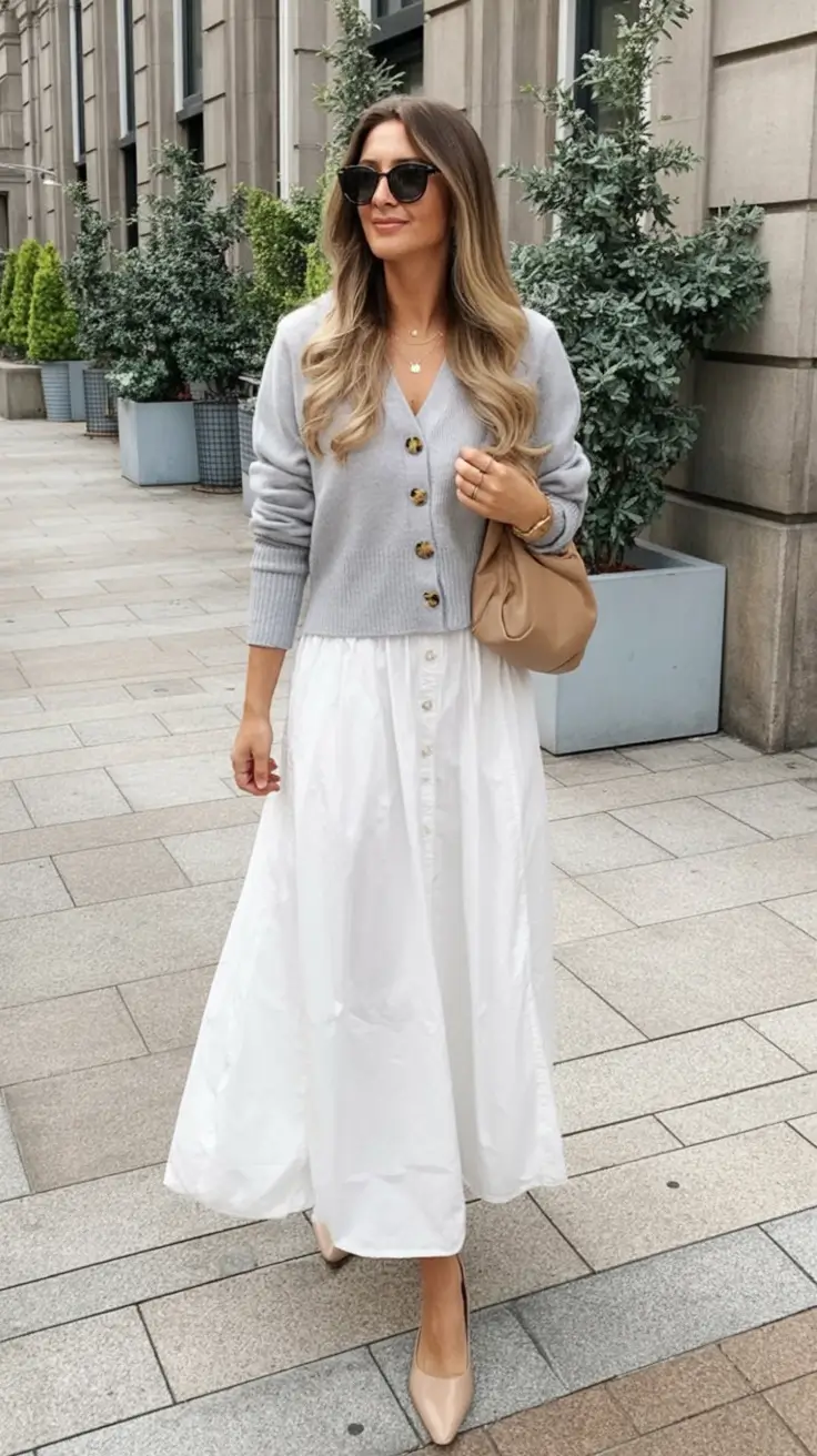 trendy spring style ideas 2026+Soft Neutrals & Buttoned Elegance