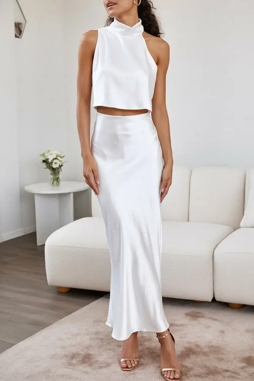 versatile spring skirt outfits 2026 All-White Luxe With Sculptural Ease