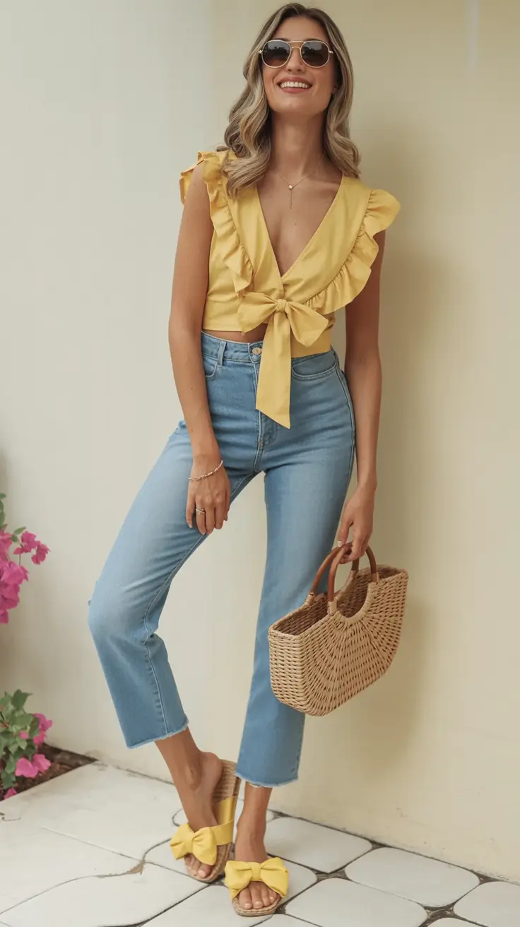 vibrant spring outfits for women over 30 2026+Sunshine Chic in Yellow Ties