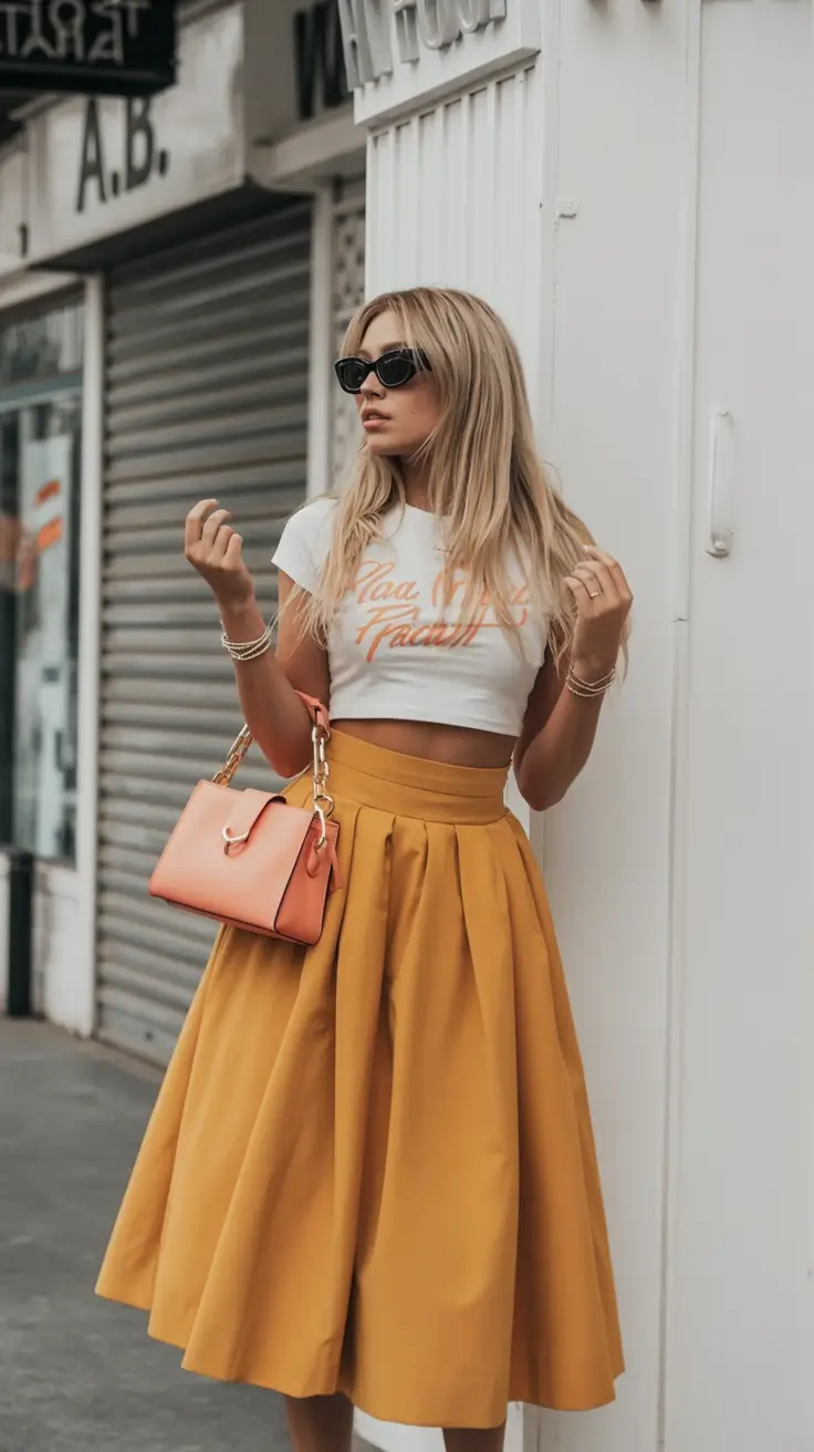 vibrant spring outfits for women over 30 2026+Retro Street Style Meets Modern Femme