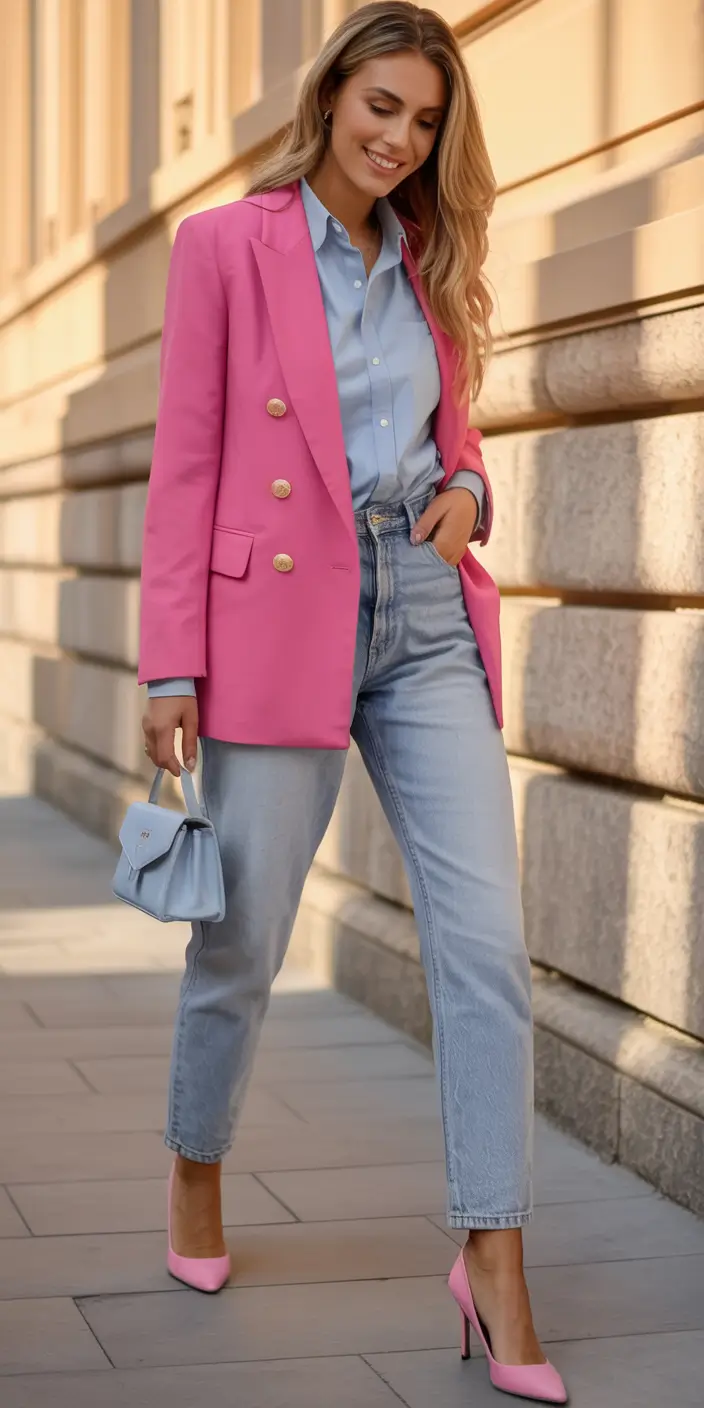 workwear spring blazer outfits 2026 Playful in Power Pink