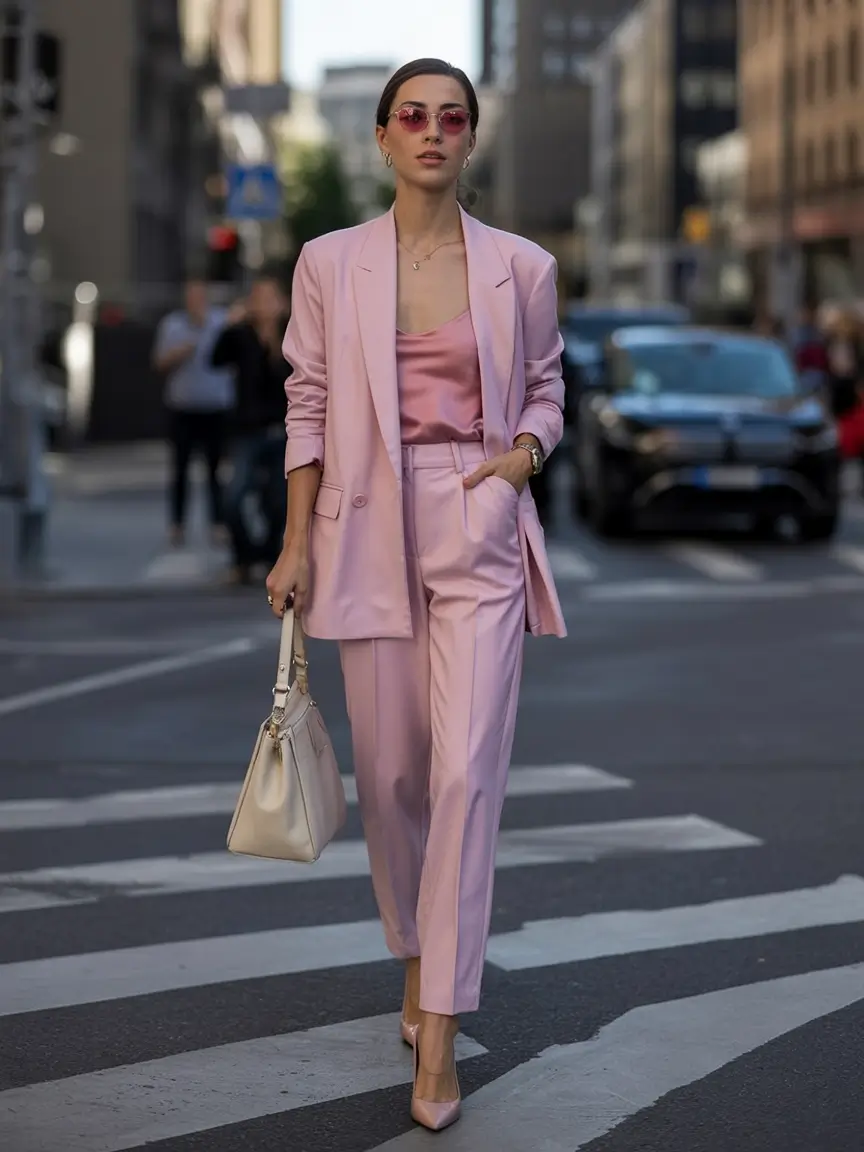workwear spring blazer outfits 2026 Blush Suit Energy