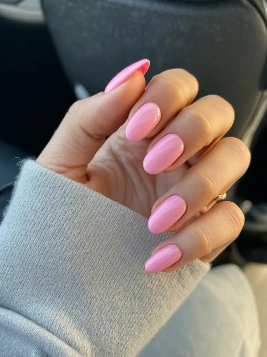 acrylic spring nails trends 2026 Petal Pink for a Soft, Glossy Spring Glow