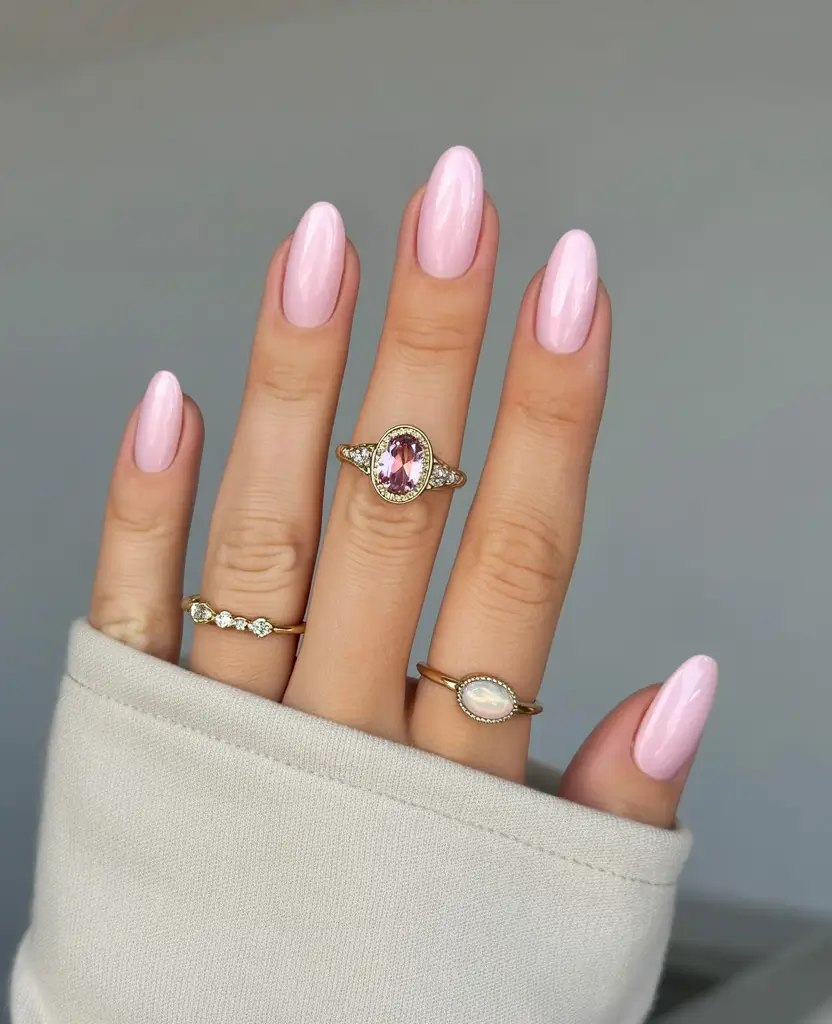 acrylic spring nails trends 2026 Blush-Pearl Elegance for a Soft Spring Mood