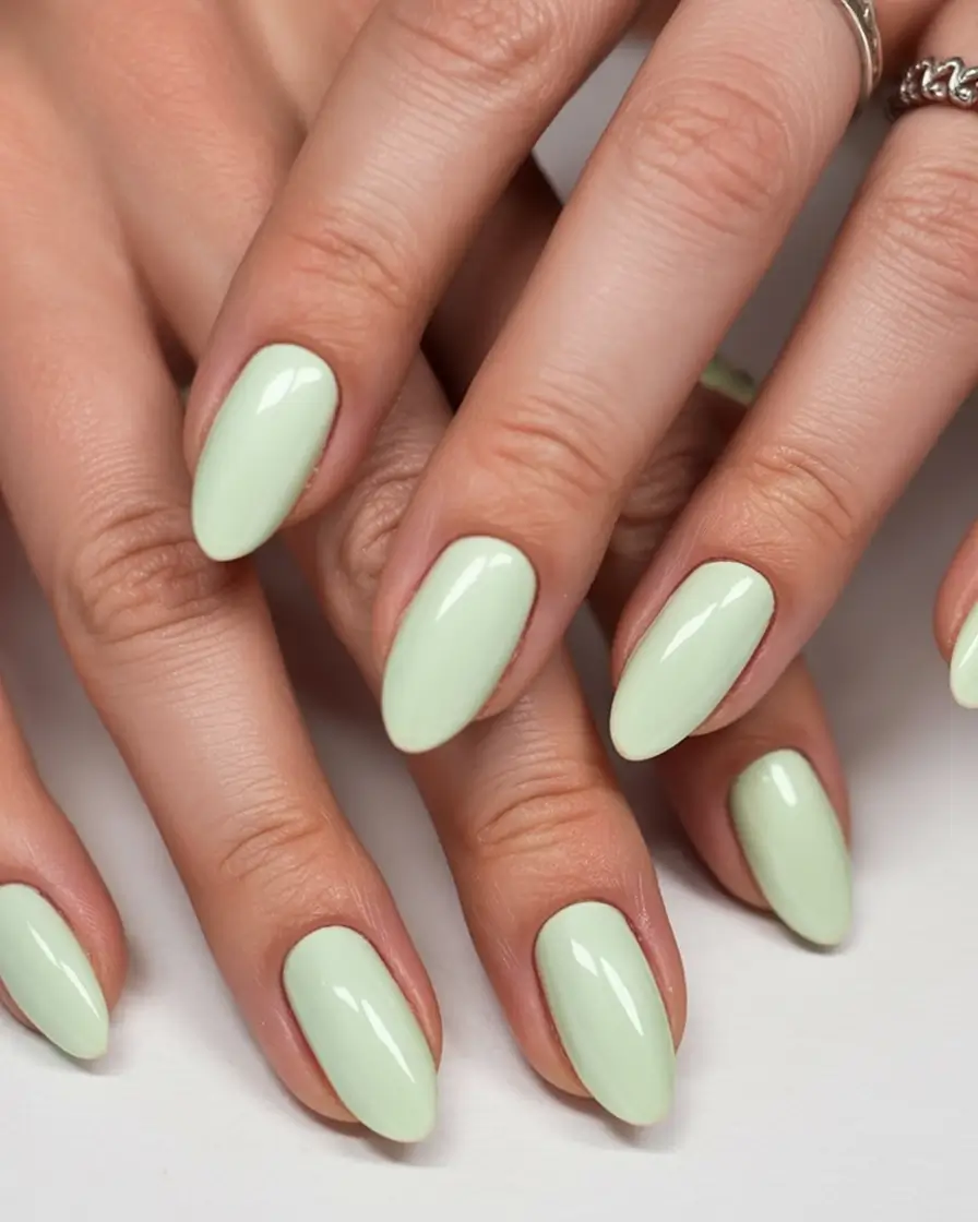 aesthetic spring almond nails 2026 Fresh Pistachio Almond