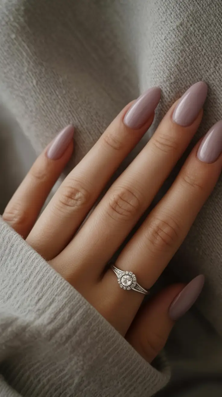 aesthetic spring almond nails 2026 Muted Mauve Almond