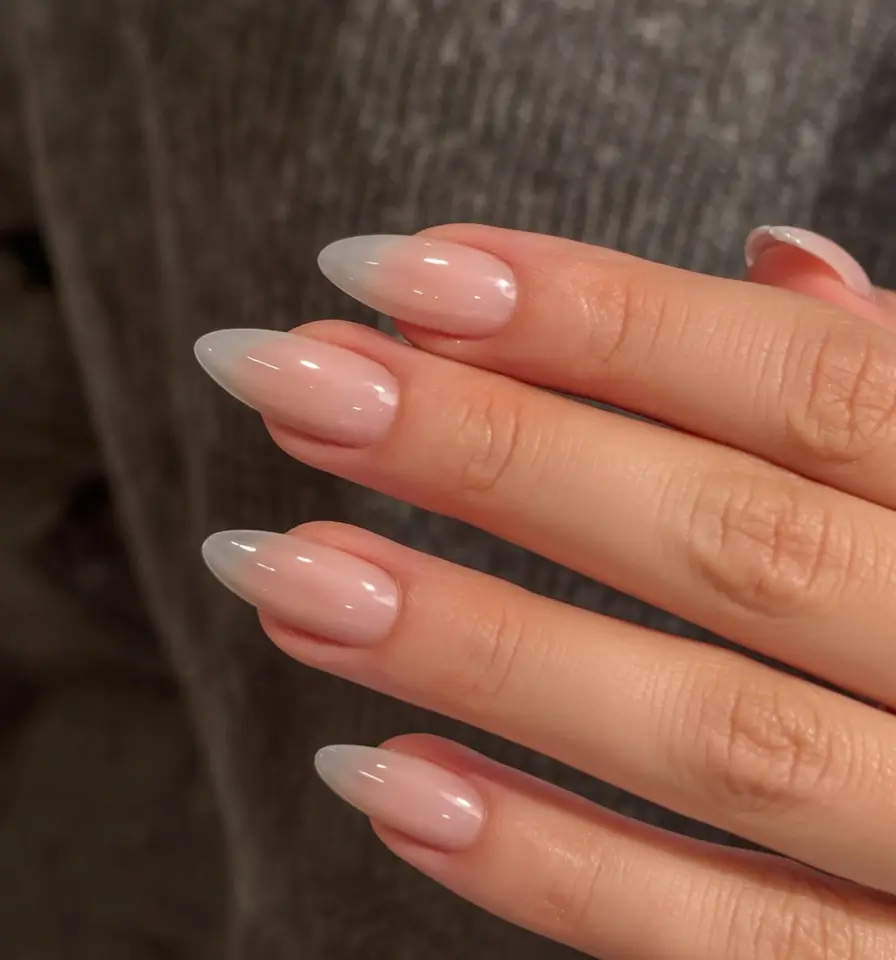 aesthetic spring almond nails 2026 Milky Ombre Almond Fade