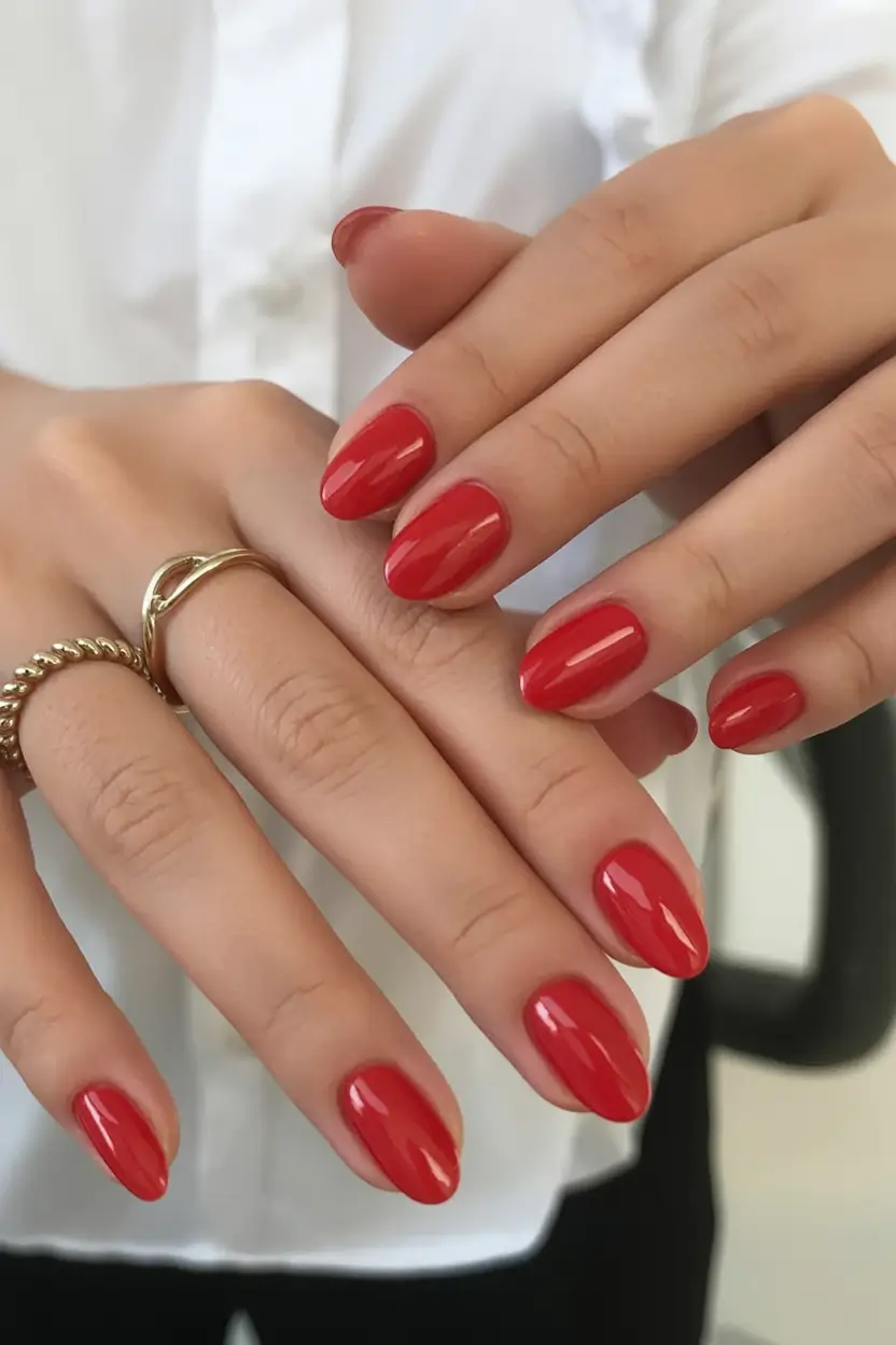 aesthetic spring almond nails 2026 Cherry Red Almond — Spring’s Bold Reset