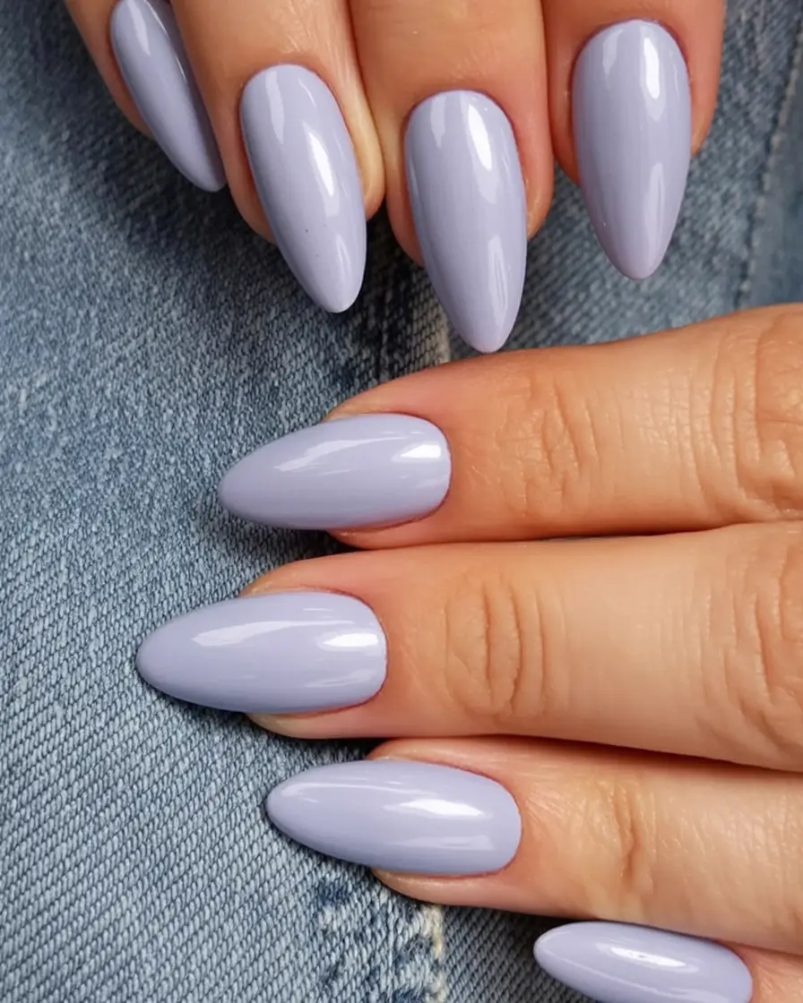 aesthetic spring almond nails 2026 Cool-Toned Lilac Gloss