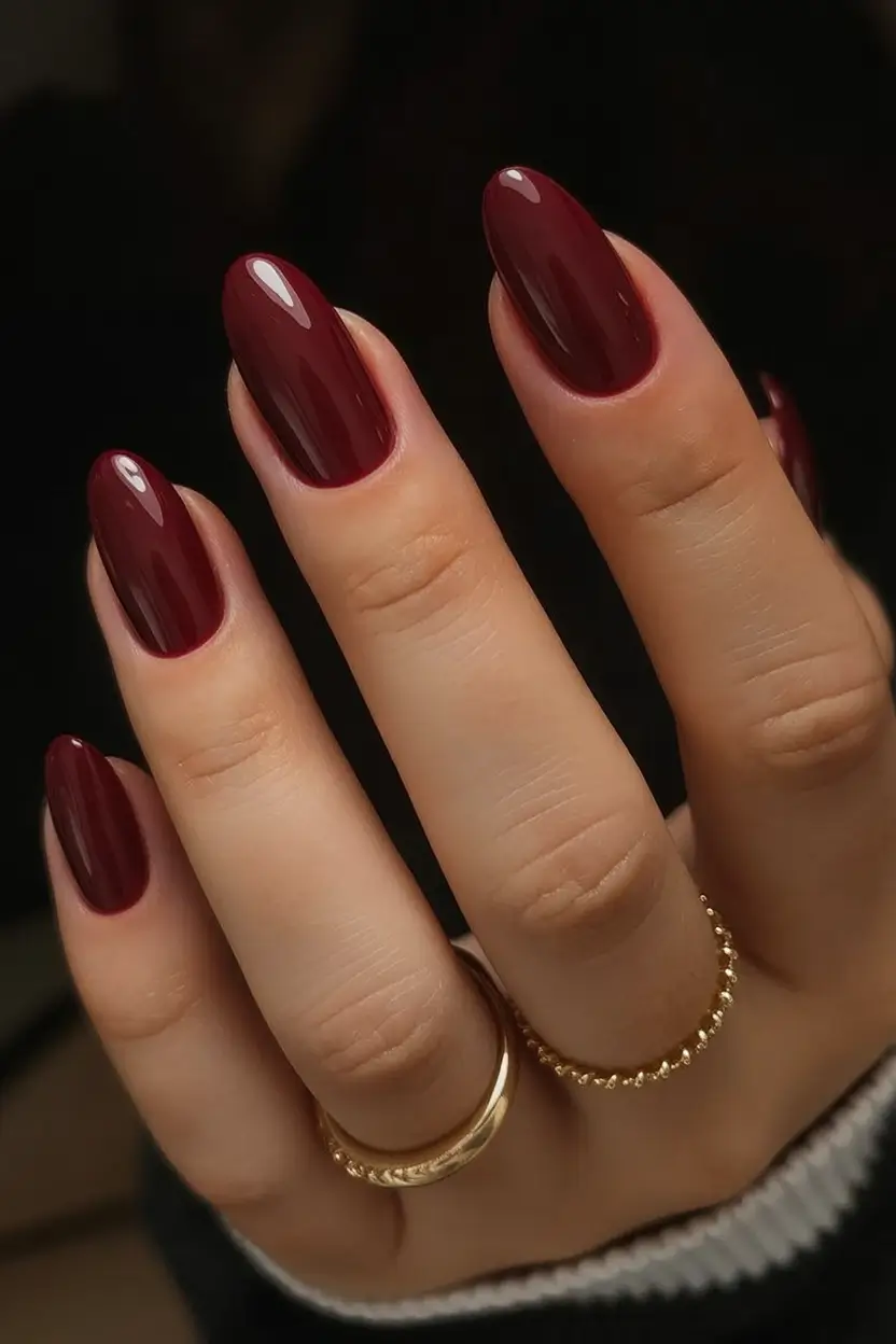 aesthetic spring almond nails 2026 Deep Wine Gloss — Spring After Dark