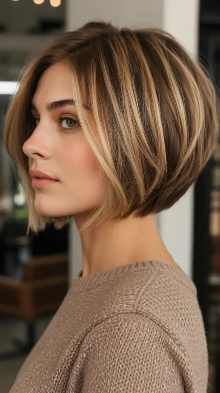 angled spring bob haircut ideas 2026 Dimensional-Caramel-Laced-Bob-with-Sculpted-Angling