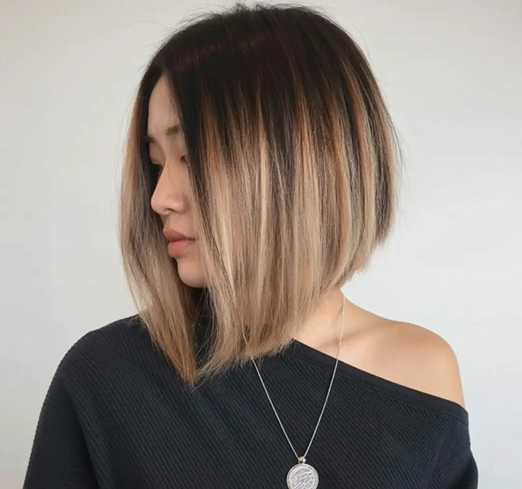 angled spring bob haircut ideas 2026 Rooted-Beige-Blonde-Angle-with-Soft-Transitional-Depth