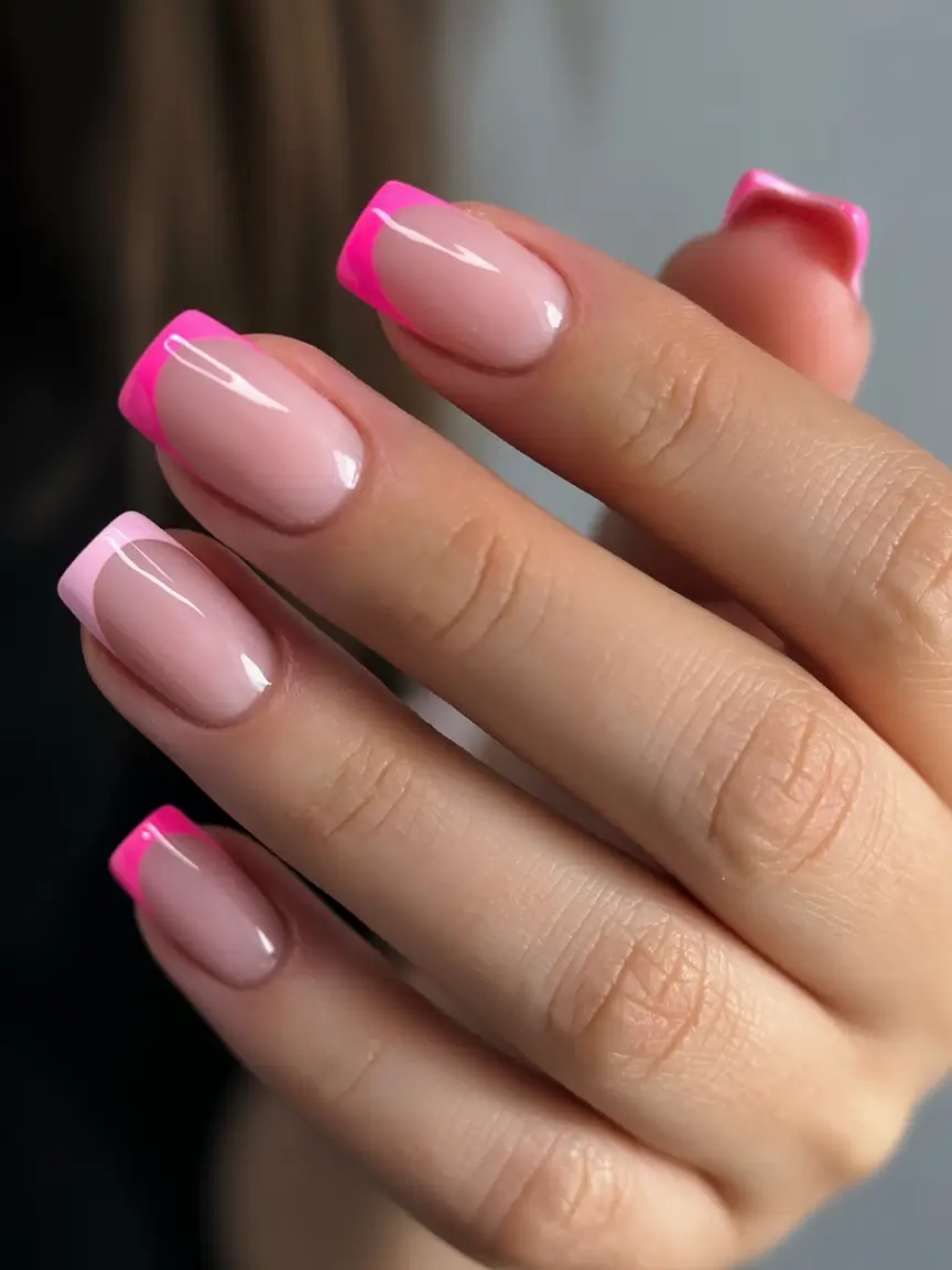 awesome spring french tip nails 2026 Hot Pink French Tips for a Playful Spring Pop