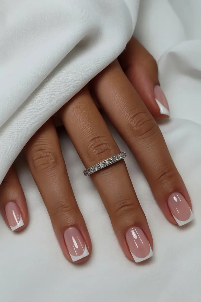 awesome spring french tip nails 2026 Short Square French Tips for a Clean Spring Minimalist Look