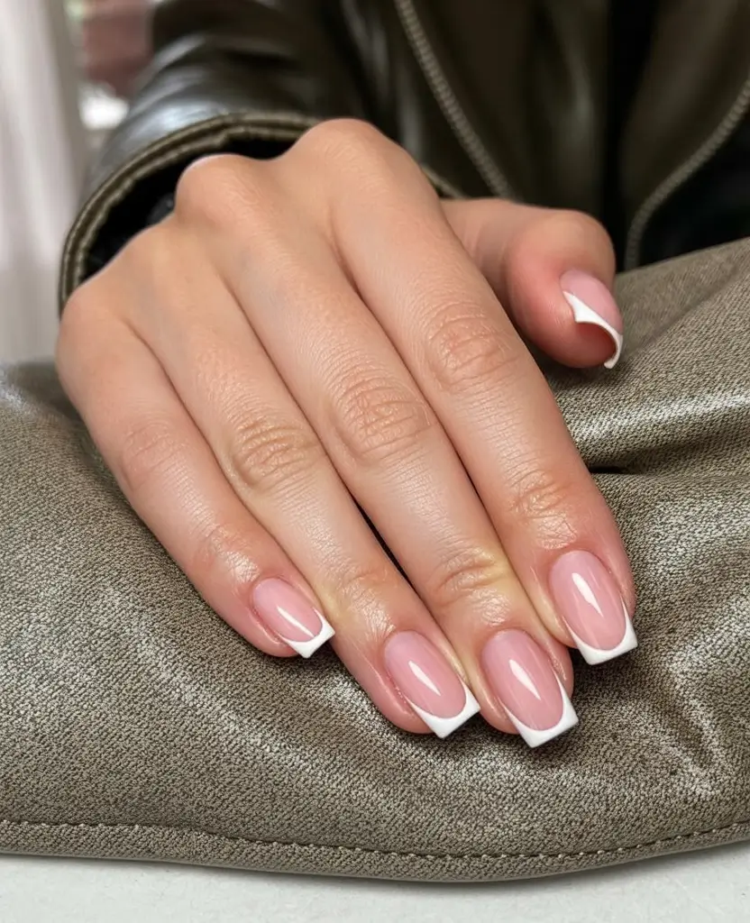 awesome spring french tip nails 2026 Milky Gloss French Tips on a Square Silhouette