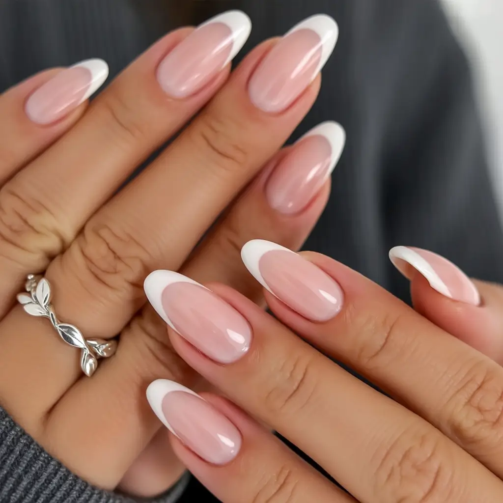 awesome spring french tip nails 2026 Elongated Almond French Tips With a Deep Curve