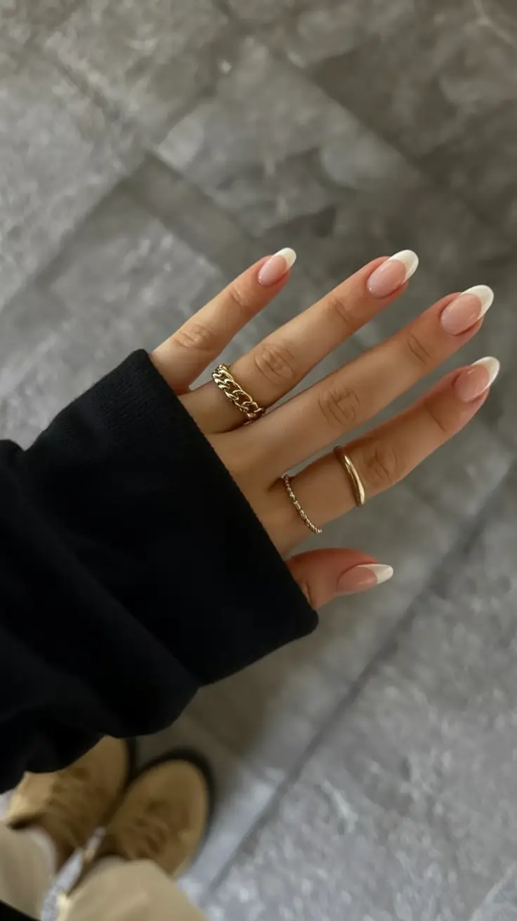 awesome spring french tip nails 2026 Soft Minimalist Almond French for Everyday Spring