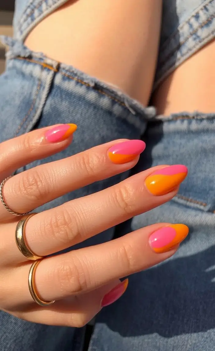 beautiful colorful spring nails 2026 Sunset Flip