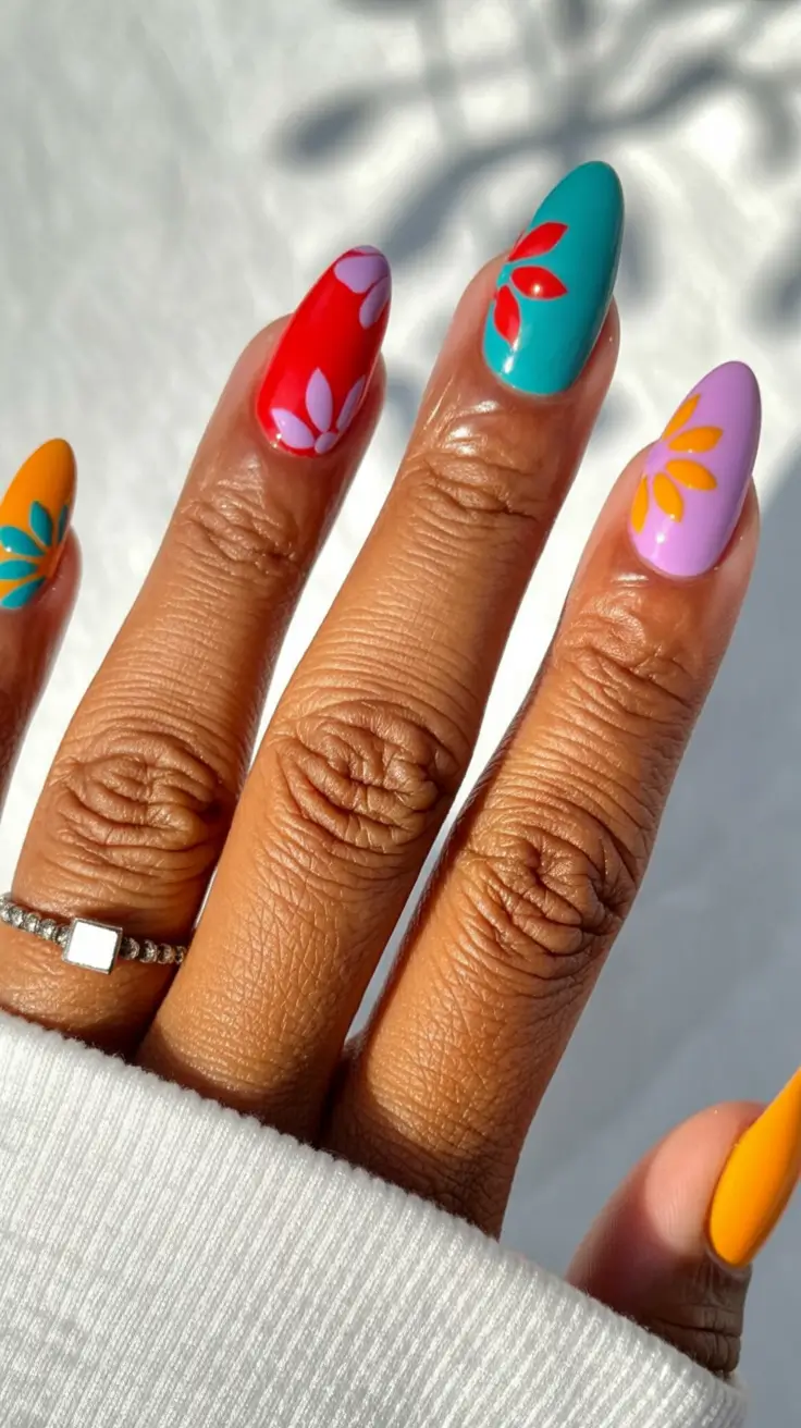 beautiful colorful spring nails 2026 Petal Punch