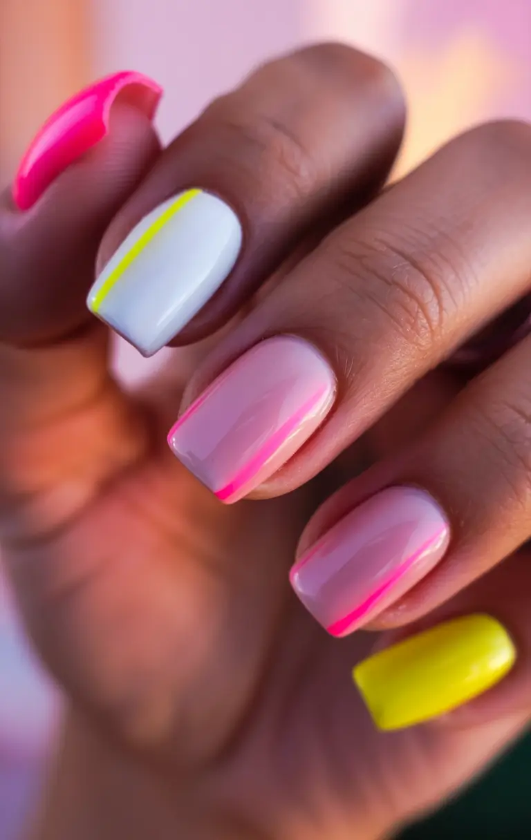 beautiful colorful spring nails 2026 Retro-Liner Mix