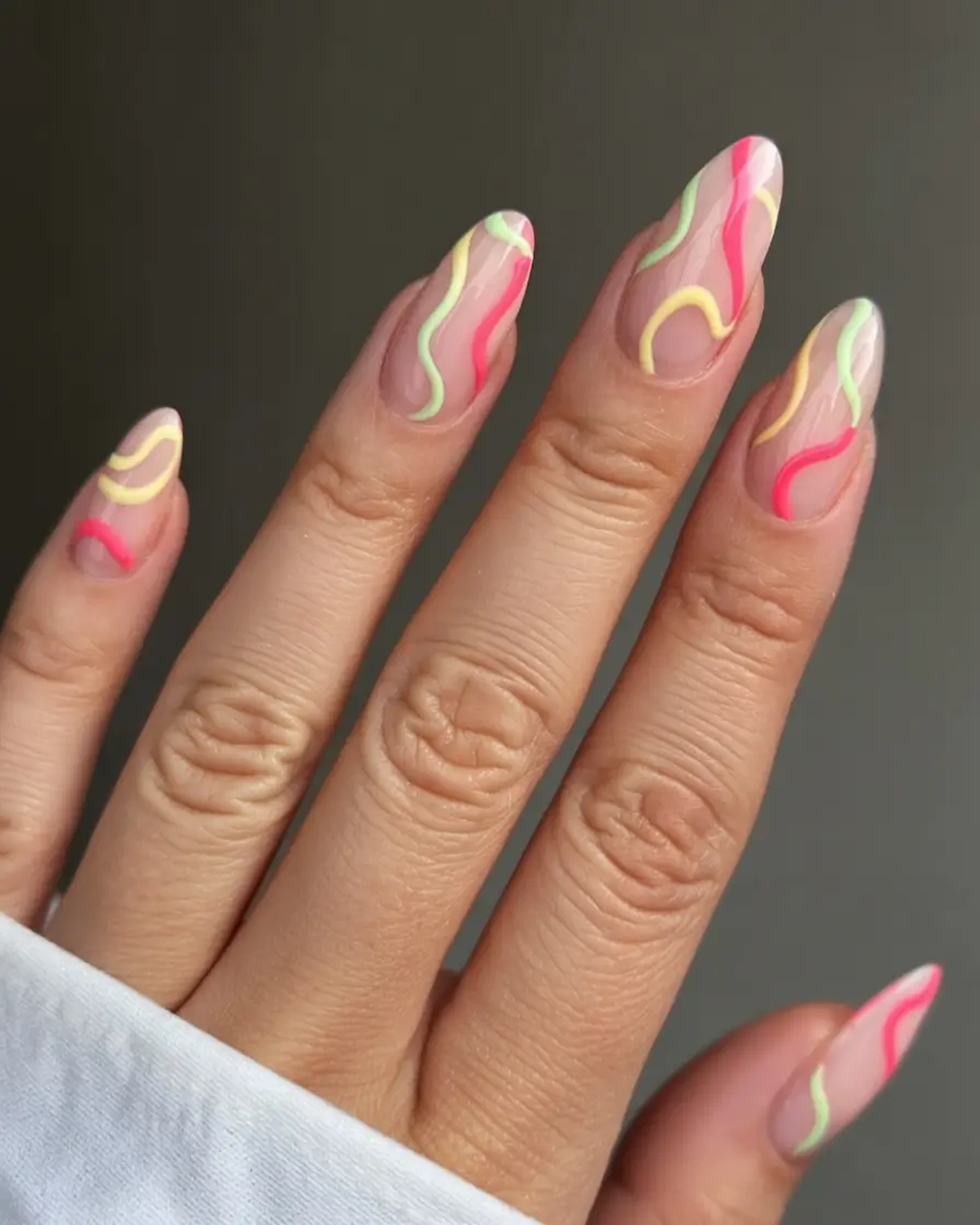 beautiful colorful spring nails 2026 Confetti Waves