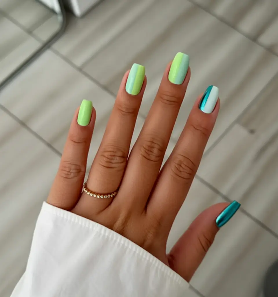 beautiful colorful spring nails 2026 Fresh Mint Mood