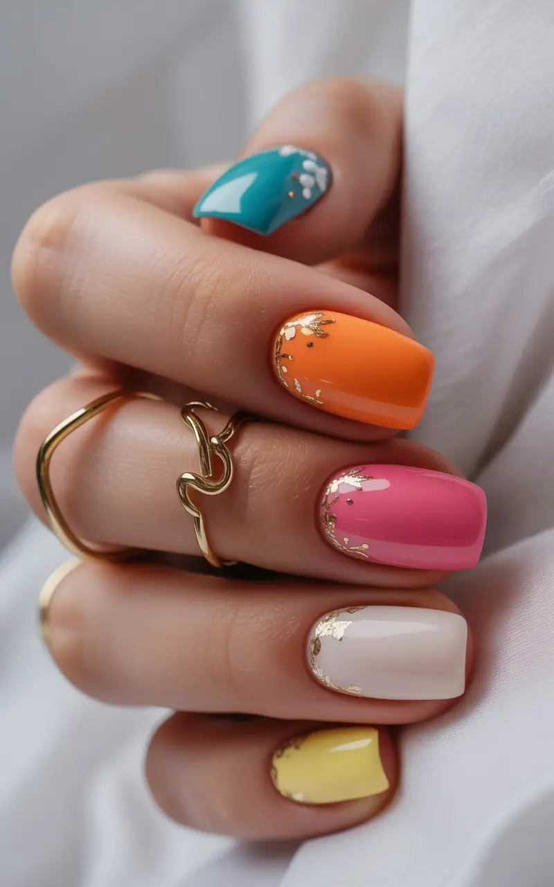 beautiful colorful spring nails 2026 Modern Spring Royalty